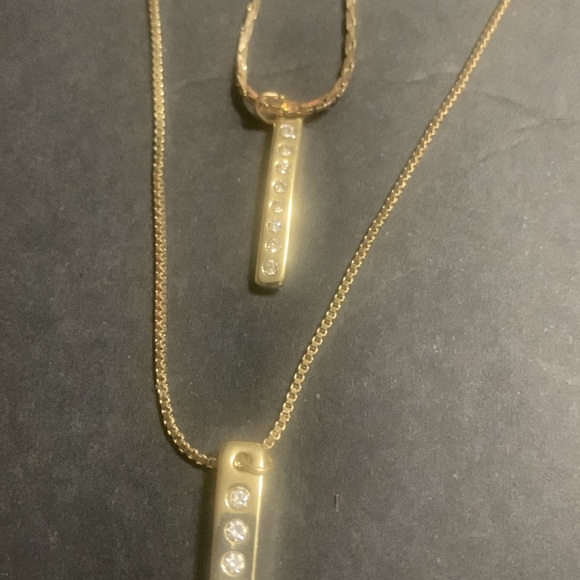Double Stranded Gold Rhinestone Bar necklace by Loft - Picture 4 of 7
